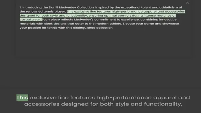 Video thumbnail for 1. Introducing the Daniil Medvedev Collection, inspired by the exceptional talent and athleticism of the renowned tennis player. This exclusive line features high-performance apparel and accessories designed for both style and functionali