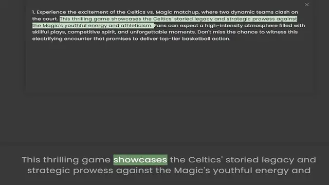 Video thumbnail for 1. Experience the excitement of the Celtics vs. Magic matchup, where two dynamic teams clash on the court. This thrilling game showcases the Celtics' storied legacy and strategic prowess against the Magic's youthful energy and athleticism