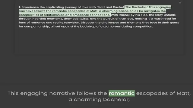 Video thumbnail for 1. Experience the captivating journey of love with Matt and Rachel The Bachelor. This engaging narrative follows the romantic escapades of Matt, a charming bachelor, as he navigates the complexities of relationships and emotional connecti