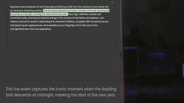 Video thumbnail for Experience the excitement of the Times Square Ball Drop 2025 from the comfort of your home with our exclusive streaming service. This live event captures the iconic moment when the dazzling ball descends at midnight, marking the start of