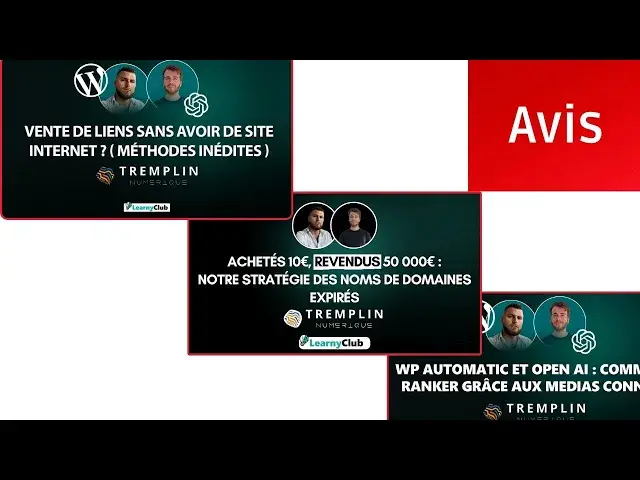 'Video thumbnail for Avis Formation Tremplin numérique  : vente lien, domaines, copie site black hat'