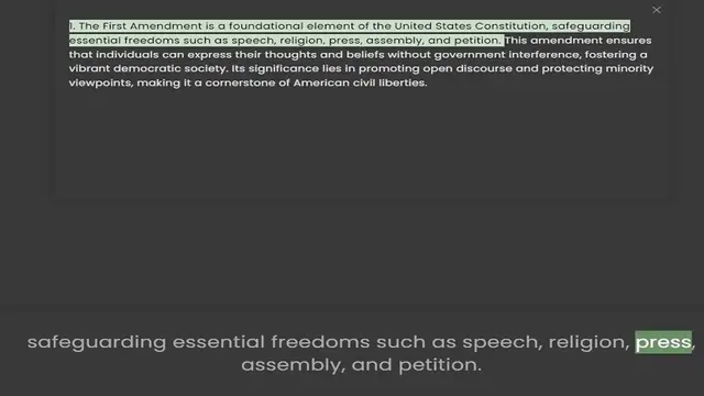 Video thumbnail for 1. The First Amendment is a foundational element of the United States Constitution, safeguarding essential freedoms such as speech, religion, press, assembly, and petition. This amendment ensures that individuals can express their thought