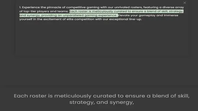Video thumbnail for 1. Experience the pinnacle of competitive gaming with our unrivaled rosters, featuring a diverse array of top-tier players and teams. Each roster is meticulously curated to ensure a blend of skill, strategy, and synergy, providing an unpa