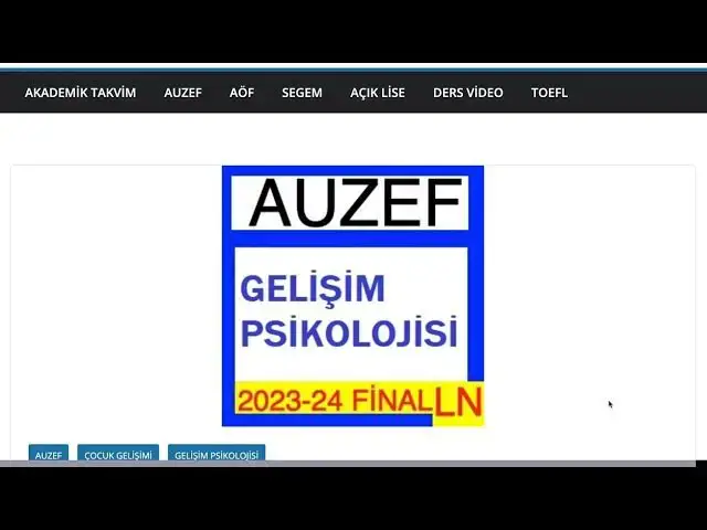 Video thumbnail for Auzef Gelişim Psikolojisi 2024 Final Soruları
