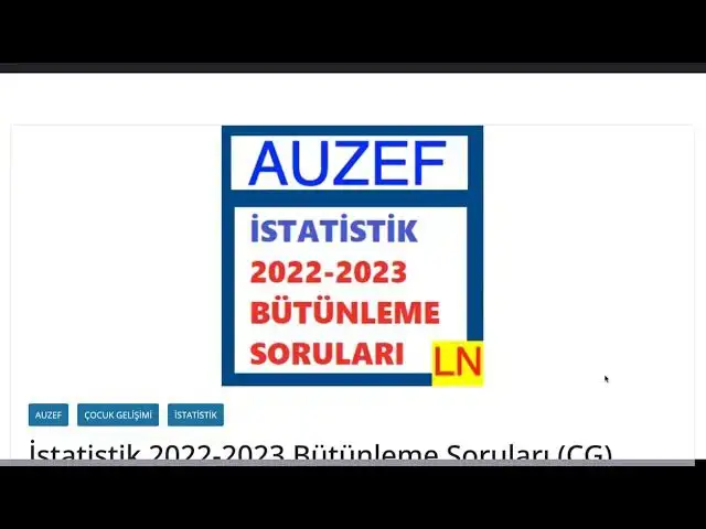 Video thumbnail for Auzef İstatistik 2023 Bütünleme Soruları -Çocuk Gelişimi