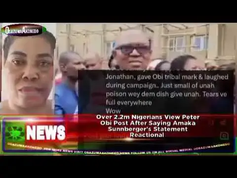 'Video thumbnail for Over 2.2m Nigerians View Peter Obi Post After Saying Amaka Sunnberger's Statement Reactional'