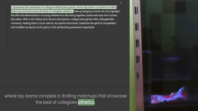 Video thumbnail for 1. Experience the excitement of college football bowl games, where top teams compete in thrilling matchups that showcase the best of collegiate athletics. These prestigious events not only highlight the skill and determination of young at