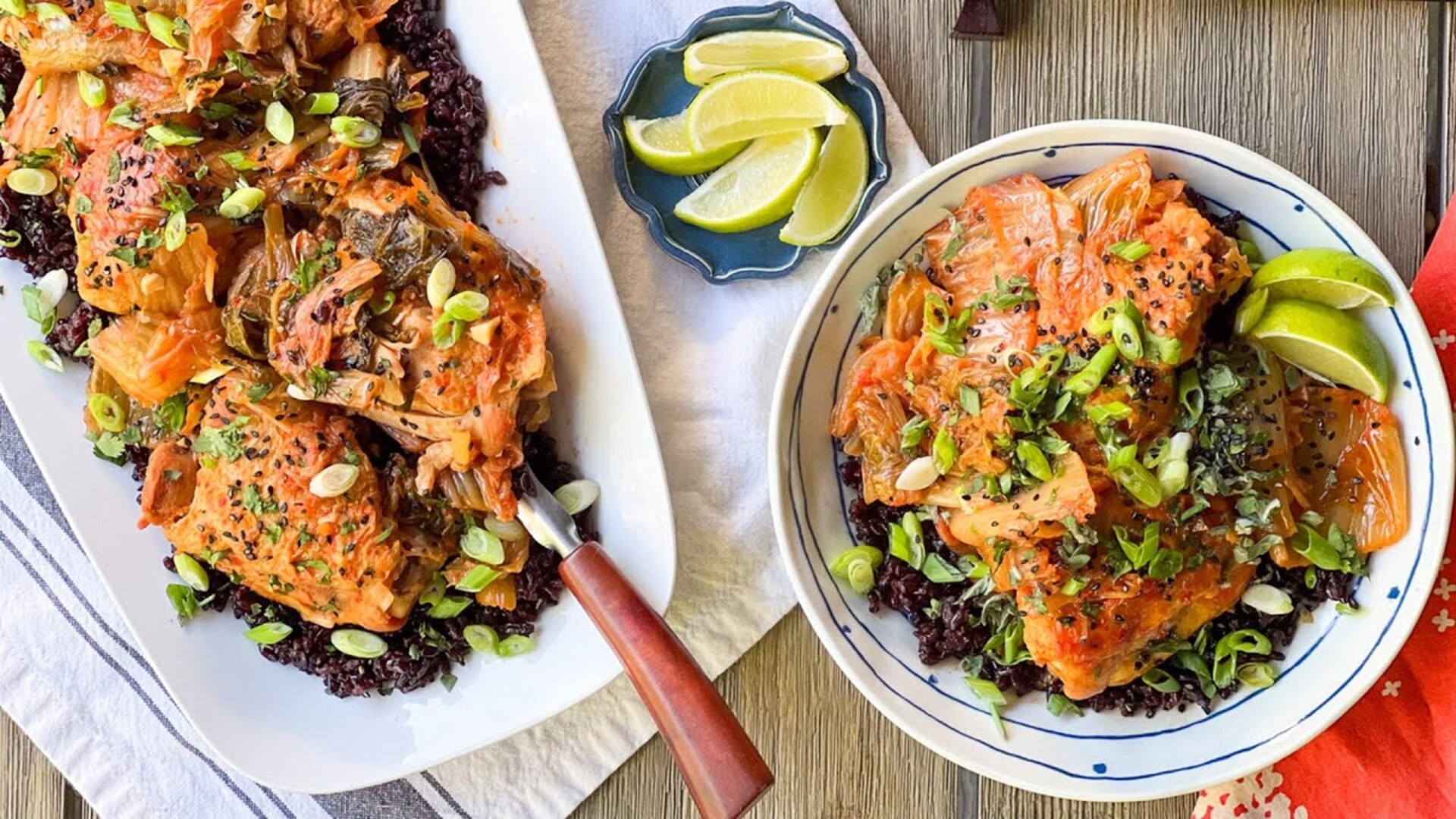 Video thumbnail for Crockpot-Braised Chicken With Kimchi And Forbidden Rice Recipe