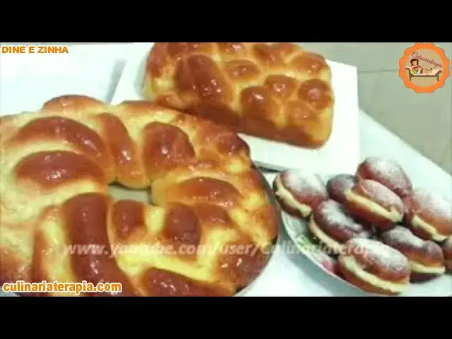 Video thumbnail for ROSCA DE PÃO DOCE RECHEADA E SONHOS DE PADARIA COM CREME DE CONFEITEIRO