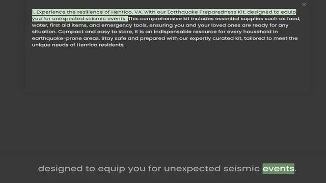 Video thumbnail for you for unexpected seismic events. This comprehensive kit includes essential supplies such as food, water, first aid items, and emergency tools, ensuring you and your loved ones are ready for any situation. Compact and easy to store, it i