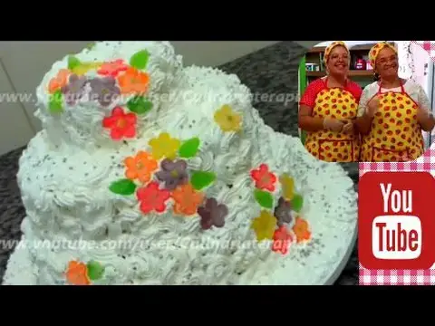 Video thumbnail for BOLO DE CASAMENTO E FESTAS SIMPLES COM RECHEIO DE ABACAXI E BEIJINHO DE COCO