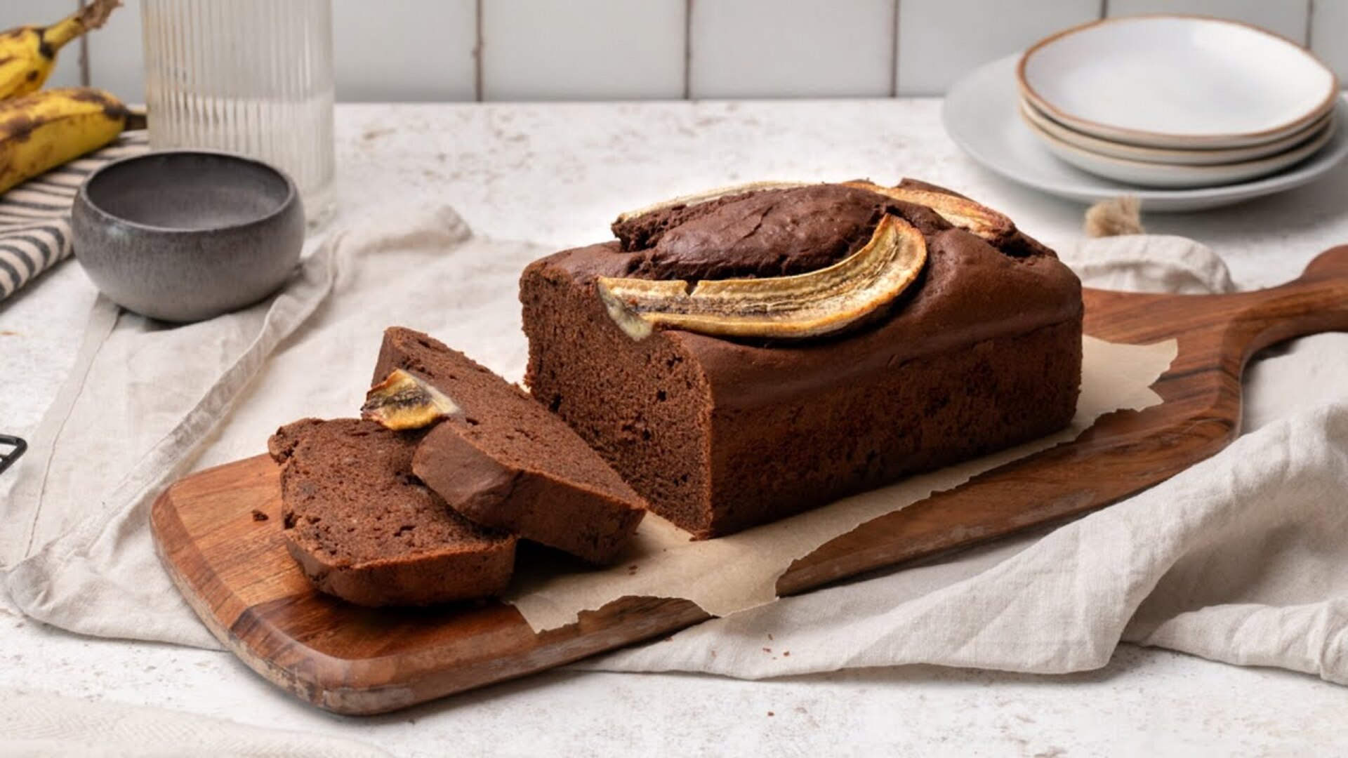 Video thumbnail for Spiced Chocolate Rum Banana Bread Recipe