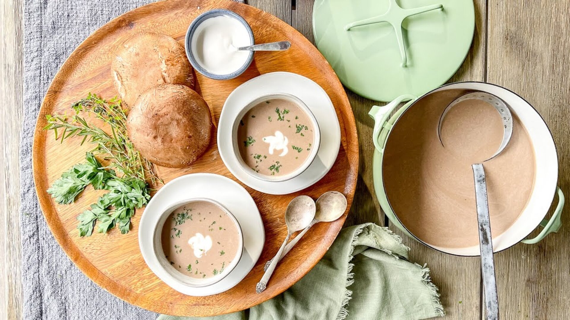 Video thumbnail for Vegan Porcini Mushroom And Herb Soup Recipe