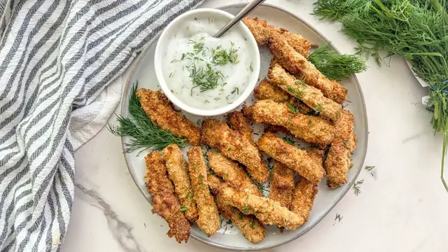Video thumbnail for Air Fryer Eggplant Fries And Dill Dip Recipe