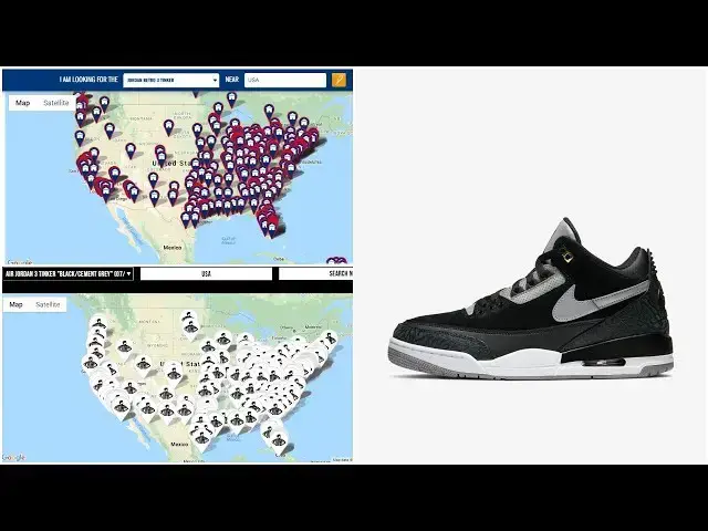 'Video thumbnail for The Air Jordan 3 Tinker Black Cement Is Available In Massive Numbers'