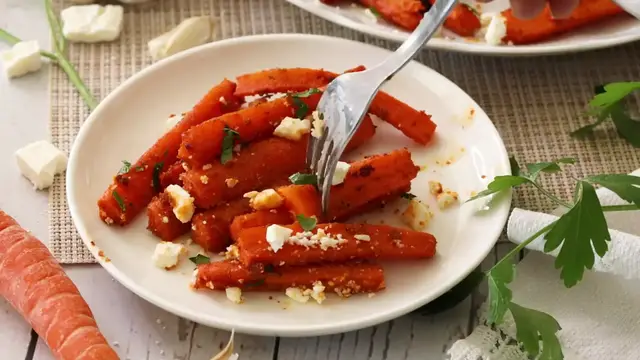 'Video thumbnail for EASY Roasted Carrots with Feta Cheese and Garlic(720P HD)'