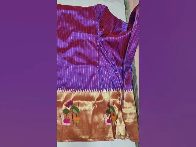 Video thumbnail for Purple colour unstitched Paithani lehenga fabric 4 meters #paithani  #lehengalove #purplelehenga