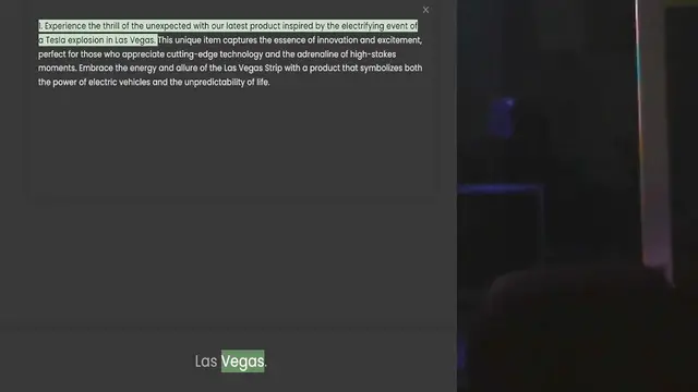 Video thumbnail for a Tesla explosion in Las Vegas. This unique item captures the essence of innovation and excitement, perfect for those who appreciate cutting-edge technology and the adrenaline of high-stakes moments. Embrace the energy and allure of the L