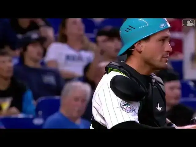 'Video thumbnail for Luis Arraez MAKES a SWEEPING Tag to Catch Starling Marte Stealing! | Miami Marlins | 3/31/2023'