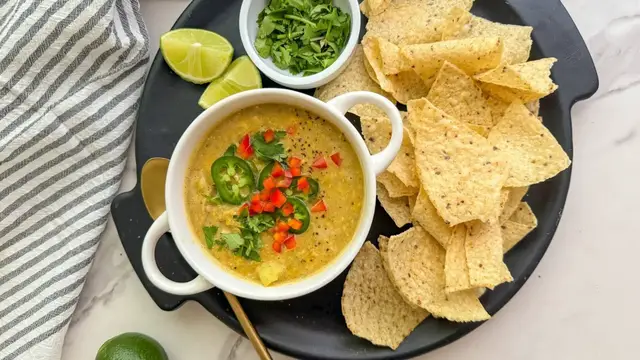 'Video thumbnail for Charred Corn And Poblano Soup Recipe'