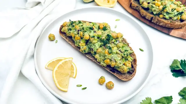 'Video thumbnail for Zesty Smashed Chickpea Avocado Toast Recipe'