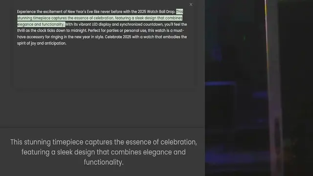 Video thumbnail for Experience the excitement of New Year's Eve like never before with the 2025 Watch Ball Drop. This stunning timepiece captures the essence of celebration, featuring a sleek design that combines elegance and functionality. With its vibrant