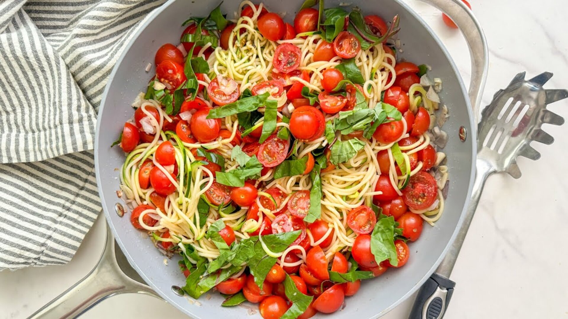 Video thumbnail for Spaghetti And Zucchini Noodle Vegan Garden Pasta Recipe