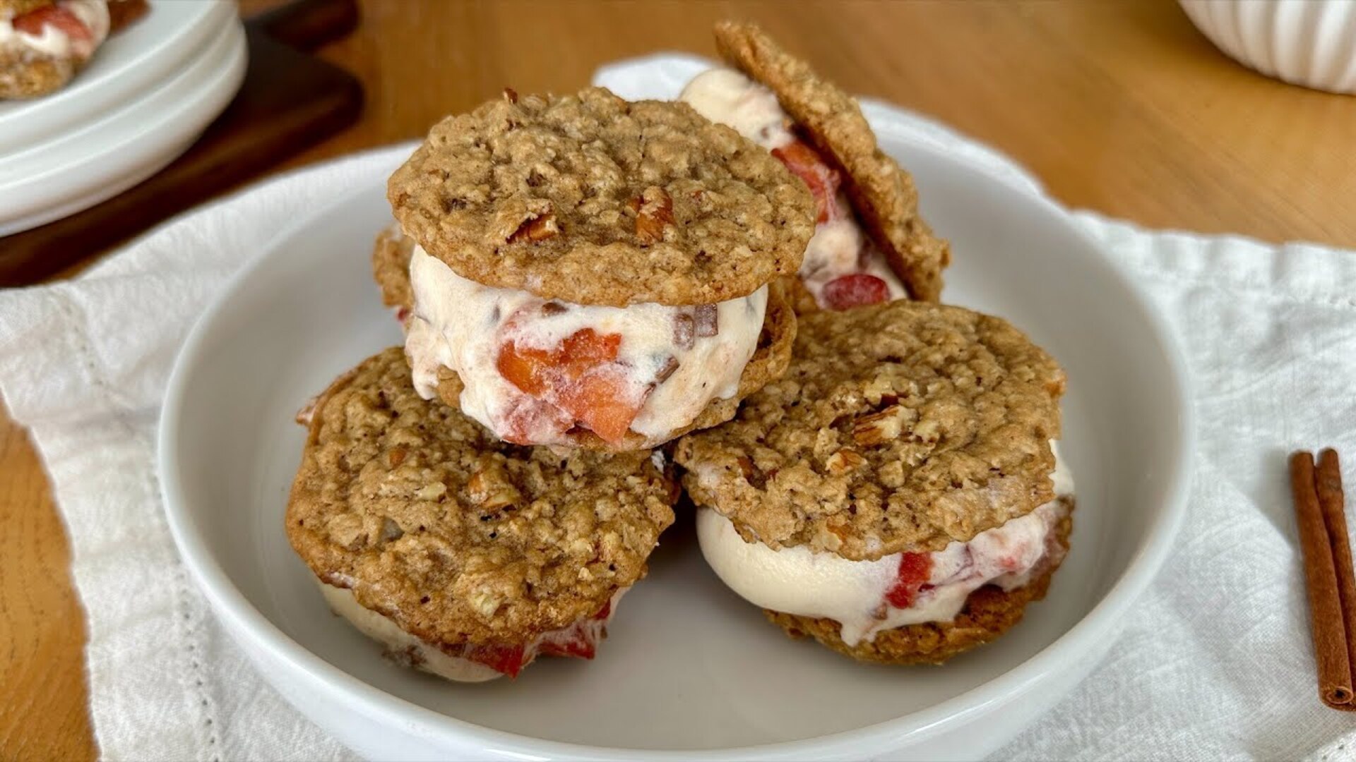 Video thumbnail for Roasted Peaches And Cream Ice Cream Sandwich Recipe