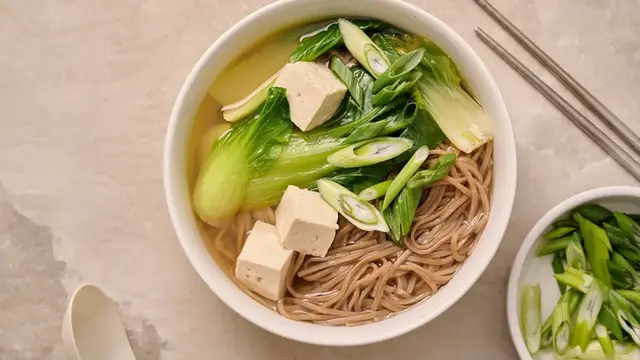 'Video thumbnail for This Sesame Soba Noodle Soup Is Rich With Umami Flavor'