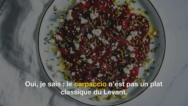 Video thumbnail for Carpaccio de betteraves rouges avec feta, pistaches et za’atar
