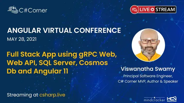 'Video thumbnail for Full Stack App using gRPC Web, Web API, SQL Server, Cosmos Db || Angular Virtual Conference 2021'