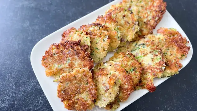 'Video thumbnail for Crispy Fried Zucchini Fritters Recipe'