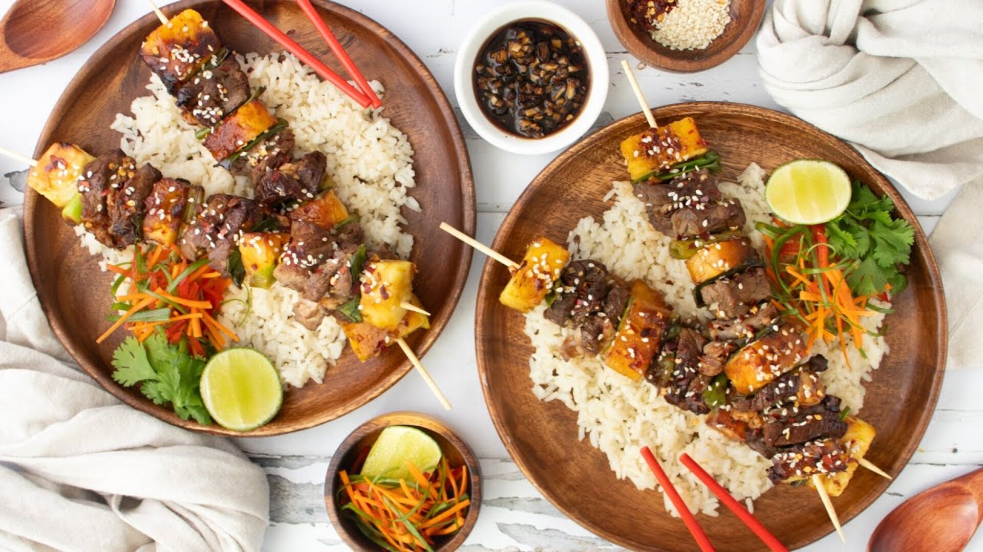 Video thumbnail for Simple Teriyaki-Glazed Steak Skewers Recipe