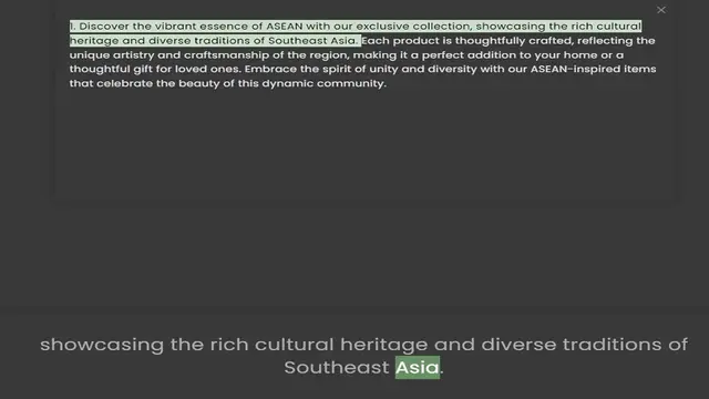 Video thumbnail for heritage and diverse traditions of Southeast Asia. Each product is thoughtfully crafted, reflecting the unique artistry and craftsmanship of the region, making it a perfect addition to your home or a thoughtful gift for loved ones. Embrac