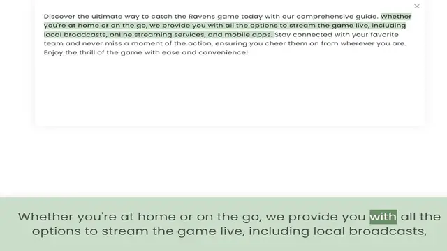 Video thumbnail for you're at home or on the go, we provide you with all the options to stream the game live, including local broadcasts, online streaming services, and mobile apps. Stay connected with your favorite team and never miss a moment of the action