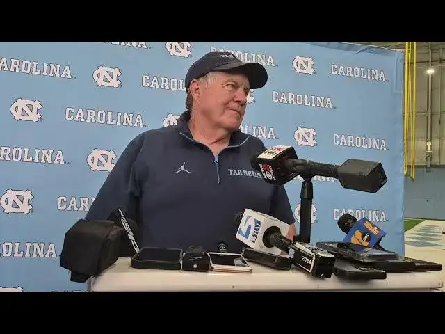 'Video thumbnail for #UNC coach Bill Belichick press conference before Wednesday's practice'