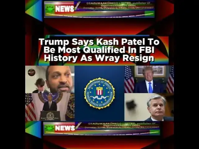 Video thumbnail for Trump Says Kash Patel To Be Most Qualified In FBI History As Wray Resign
