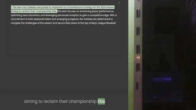 'Video thumbnail for 1. The New York Yankees are poised to implement a comprehensive strategy for the 2024 season, aiming to reclaim their championship title. This plan focuses on enhancing player performance, optimizing team dynamics, and leveraging advanced'