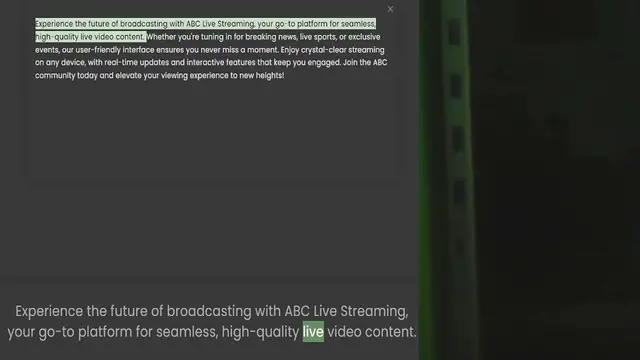 Video thumbnail for Experience the future of broadcasting with ABC Live Streaming, your go-to platform for seamless, high-quality live video content. Whether you're tuning in for breaking news, live sports, or exclusive events, our user-friendly interface en