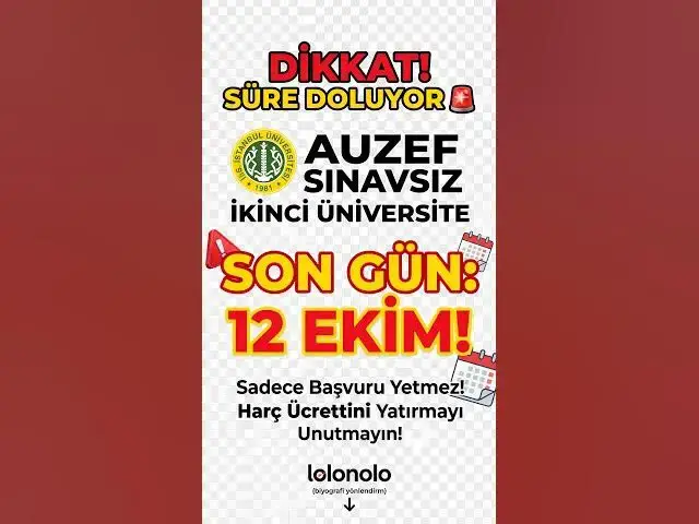 Video thumbnail for AUZEF Sınavsız İkinci Üniversite kayıtlarında son şans!