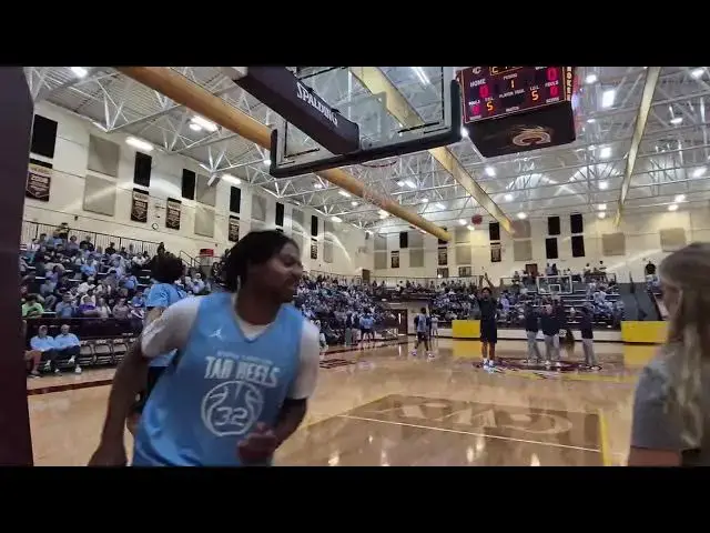 'Video thumbnail for #UNC men's basketball team puts on dunking show before scrimmage in Cherokee'
