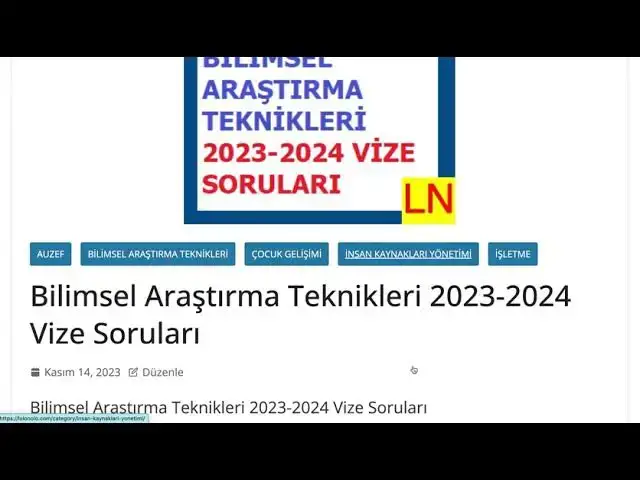 Video thumbnail for Bilimsel Araştırma Teknikleri 2023-2024 Vize Soruları(Çocuk Gelişimi 1. Sınıf)