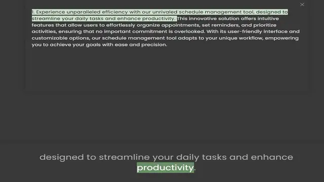 Video thumbnail for 1. Experience unparalleled efficiency with our unrivaled schedule management tool, designed to streamline your daily tasks and enhance productivity. This innovative solution offers intuitive features that allow users to effortlessly organ