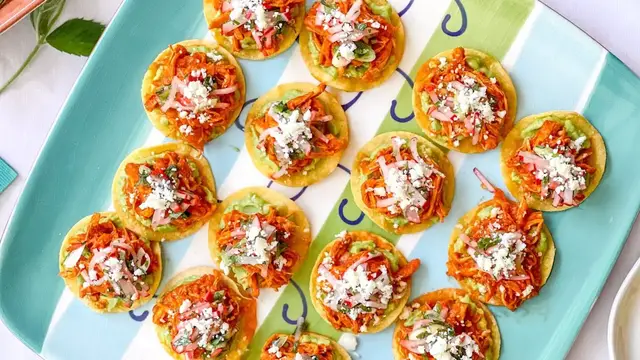 'Video thumbnail for Tinga Chicken Mini Tostadas Recipe'