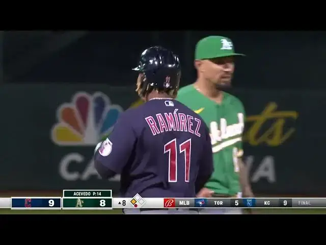 'Video thumbnail for Jose Ramirez CRANKS a RBI Single, Scoring Steven Kwan! | Cleveland Guardians | 4/3/2023'
