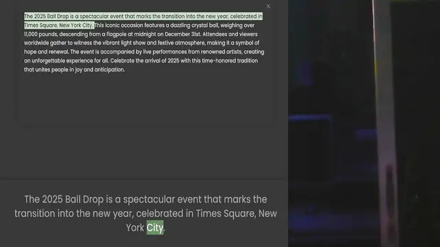 Video thumbnail for The 2025 Ball Drop is a spectacular event that marks the transition into the new year, celebrated in Times Square, New York City. This iconic occasion features a dazzling crystal ball, weighing over 11,000 pounds, descending from a flagpo