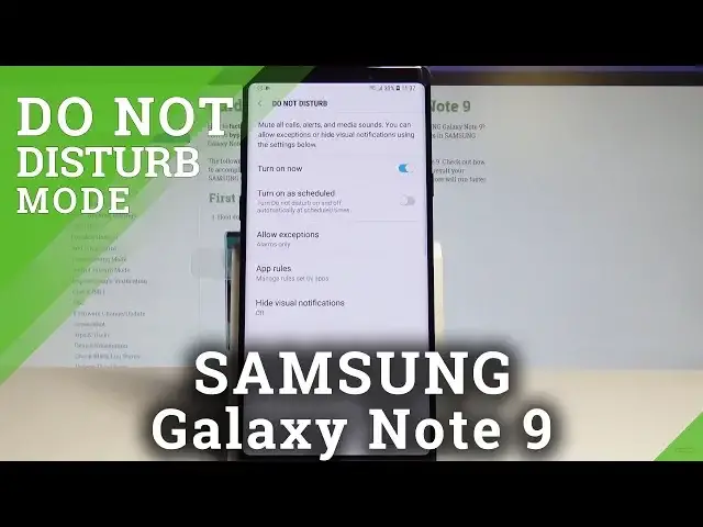 'Video thumbnail for How to Enable Do Not Disturb on SAMSUNG Galaxy Note 9 - Mute Sounds / Allow Exceptions'