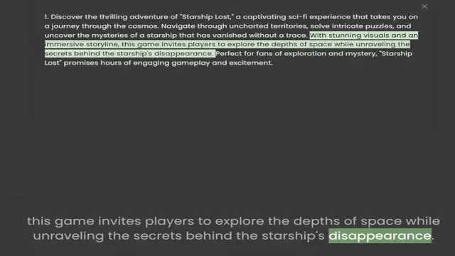 Video thumbnail for 1. Discover the thrilling adventure of Starship Lost, a captivating sci-fi experience that takes you on a journey through the cosmos. Navigate through uncharted territories, solve intricate puzzles, and uncover the mysteries of a starship