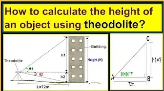 'Video thumbnail for How to calculate the height of an object using theodolite?/Height of a building using theodolite.'