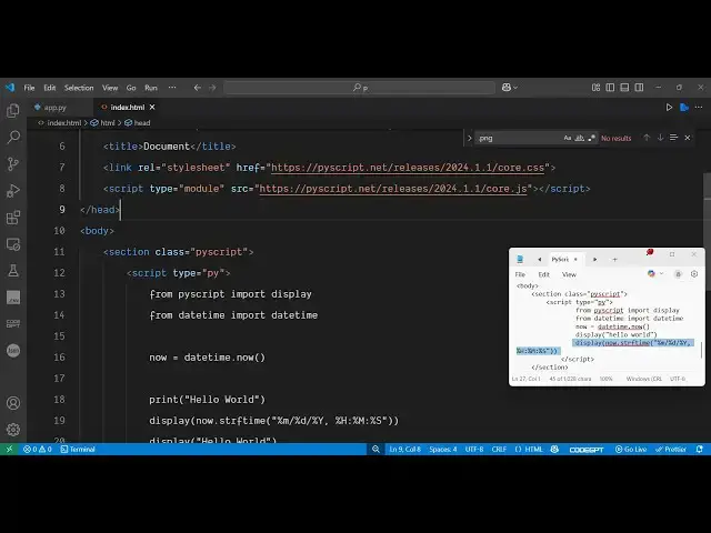 Video thumbnail for PyScript Library Tutorial to Execute Python Code in Browser Using HTML & JavaScript